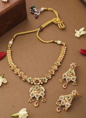 Multicolour Necklace Set With Long Earrings 1