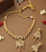 Multicolour Necklace Set With Long Earrings