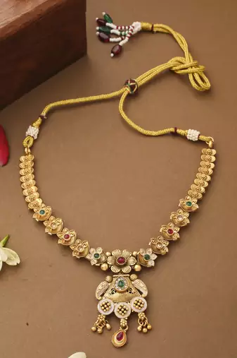 Multicolour Necklace Set With Long Earrings