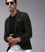 Men's Notched Lapel Olive Solid Blazer