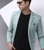 Men's Notched Lapel Sea Green Solid Blazer