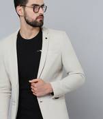 SHOWOFF Men's Notched Lapel Grey Self Design Blazer