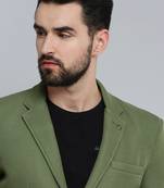 SHOWOFF Men's Notched Lapel Olive Self Design Blazer
