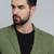 SHOWOFF Men's Notched Lapel Olive Self Design Blazer