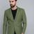 SHOWOFF Men's Notched Lapel Olive Self Design Blazer