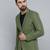SHOWOFF Men's Notched Lapel Olive Self Design Blazer