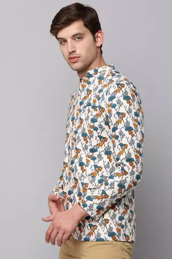 Men's Mandarin Collar Printed Multicolor Open Front Blazer