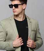 Men's Notched Lapel Olive Solid Blazer