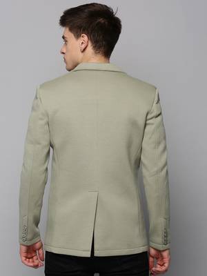 Men's Notched Lapel Olive Solid Blazer 4