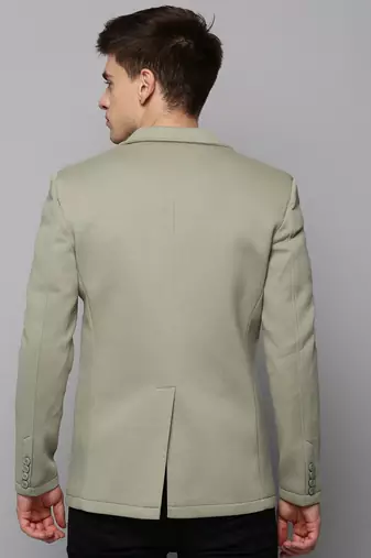 Men's Notched Lapel Olive Solid Blazer