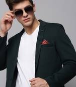 Men's Notched Lapel Green Solid Blazer