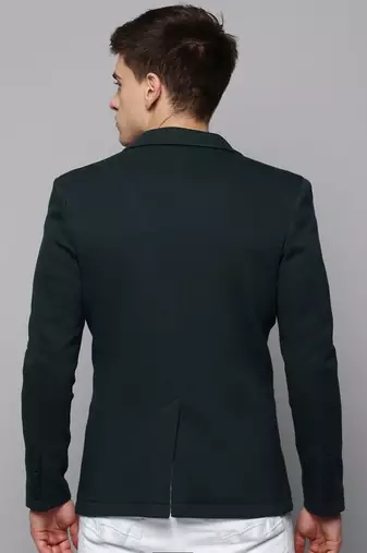Men's Notched Lapel Green Solid Blazer