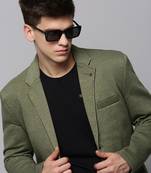 SHOWOFF Men's Notched Lapel Green Solid Blazer