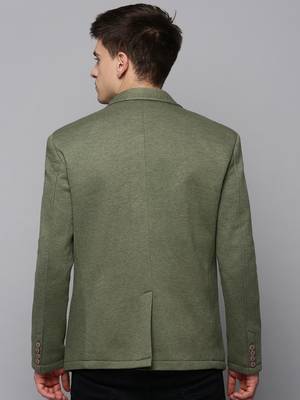 SHOWOFF Men's Notched Lapel Green Solid Blazer 4