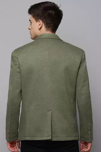 SHOWOFF Men's Notched Lapel Green Solid Blazer