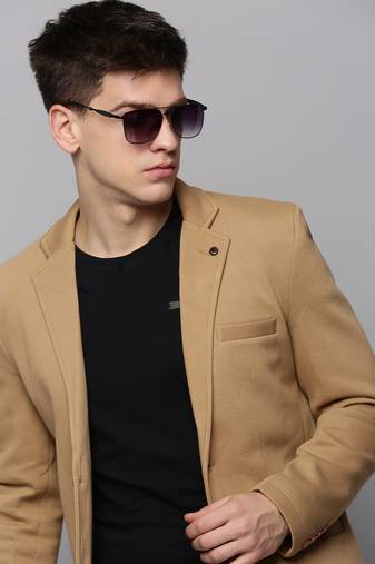 Men's Notched Lapel Khaki Solid Blazer