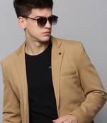 Men's Notched Lapel Khaki Solid Blazer