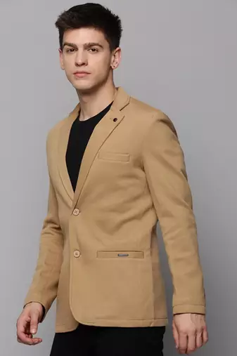 Men's Notched Lapel Khaki Solid Blazer