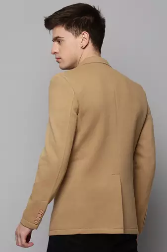 Men's Notched Lapel Khaki Solid Blazer