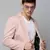 Men's Notched Lapel Solid Pink Open Front Blazer