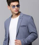 Men's Notched Lapel Solid Grey Open Front Blazer