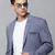 Men's Notched Lapel Solid Grey Open Front Blazer