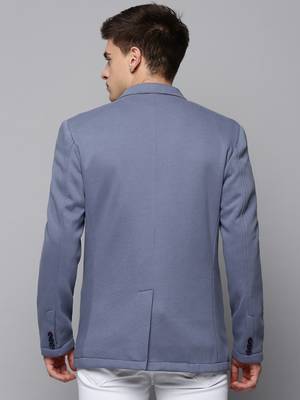 Men's Notched Lapel Solid Grey Open Front Blazer 4