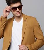 SHOWOFF Men's Notched Lapel Solid Gold Open Front Blazer