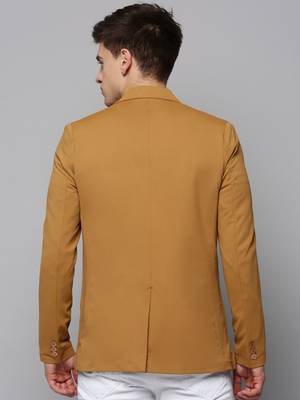 SHOWOFF Men's Notched Lapel Solid Gold Open Front Blazer 4