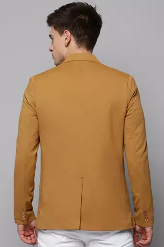 SHOWOFF Men's Notched Lapel Solid Gold Open Front Blazer
