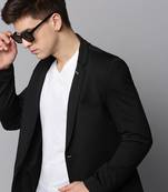 SHOWOFF Men's Notched Lapel Solid Black Open Front Blazer