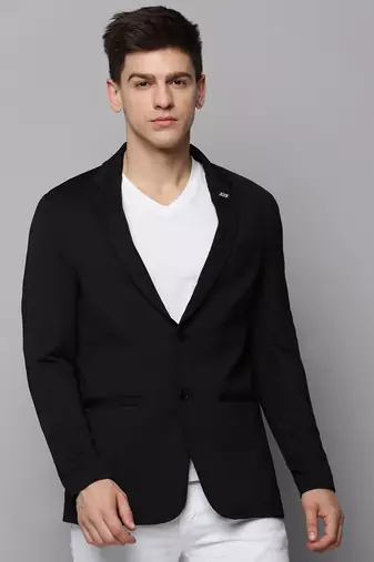 SHOWOFF Men's Notched Lapel Solid Black Open Front Blazer