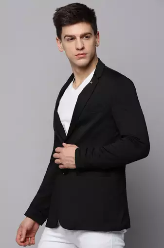 SHOWOFF Men's Notched Lapel Solid Black Open Front Blazer