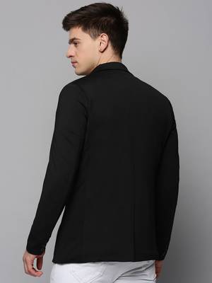 SHOWOFF Men's Notched Lapel Solid Black Open Front Blazer 4