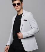 Men's Notched Lapel Solid Grey Open Front Blazer