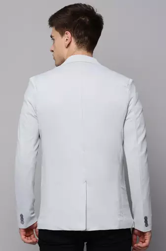 Men's Notched Lapel Solid Grey Open Front Blazer