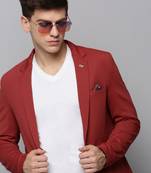 Men's Notched Lapel Solid Rust Open Front Blazer