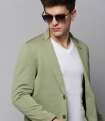 SHOWOFF Men's Notched Lapel Solid Sea Green Open Front Blazer