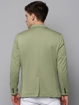 SHOWOFF Men's Notched Lapel Solid Sea Green Open Front Blazer 4