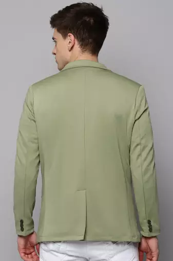 SHOWOFF Men's Notched Lapel Solid Sea Green Open Front Blazer