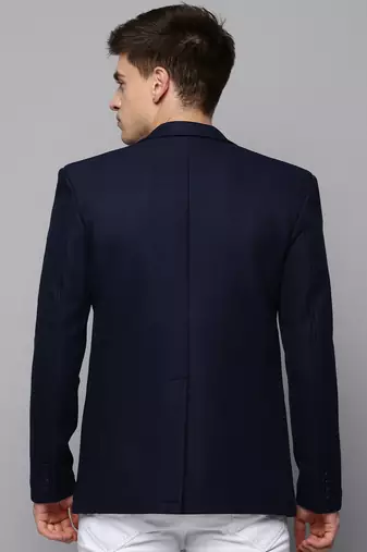 SHOWOFF Men's Notched Lapel Solid Navy Blue Open Front Blazer