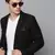 Men's Notched Lapel Solid Black Open Front Blazer