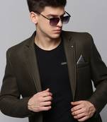 SHOWOFF Men's Notched Lapel Solid Olive Open Front Blazer