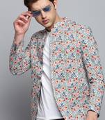 Men's Printed Mandarin Collar Multi Bandhgala Blazer