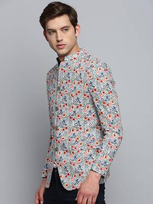 Men's Printed Mandarin Collar Multi Bandhgala Blazer 3