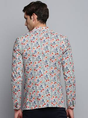 Men's Printed Mandarin Collar Multi Bandhgala Blazer 4