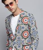 SHOWOFF Men's Printed Notched Lapel Multi Single-Breasted Blazer