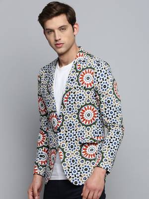 SHOWOFF Men's Printed Notched Lapel Multi Single-Breasted Blazer 3
