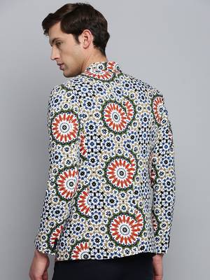 SHOWOFF Men's Printed Notched Lapel Multi Single-Breasted Blazer 4