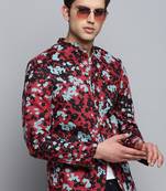 Men's Printed Mandarin Collar Multicolor Bandhgala Blazer
